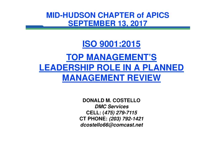 iso 9001 2015 top management s leadership role in a