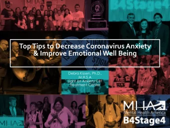 Top Tips to Decrease Coronavirus Anxiety  &amp; Improve Emotional Well Being  Debra Kissen, Ph.D.,