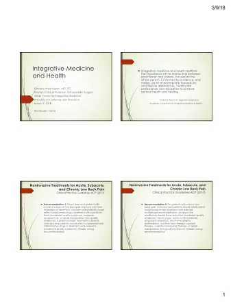 Integrative Medicine  Integrative medicine and health reaffirms  and Health  the importance of