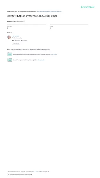 Barnett Kaplan Presentation 140218 Final Conference Paper  February 2018  CITATIONS  READS  0  9