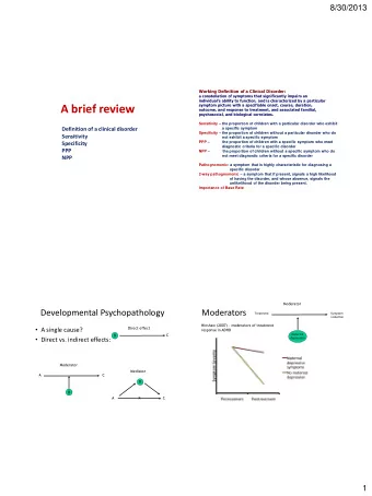 A brief review  outcome, and response to treatment, and associated familial,  psychosocial, and