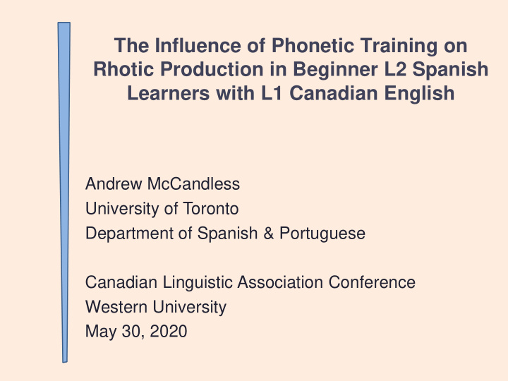 the influence of phonetic training on rhotic production