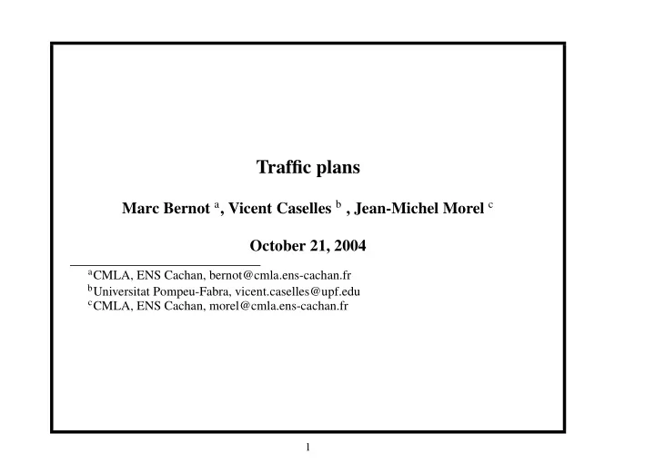 traffic plans