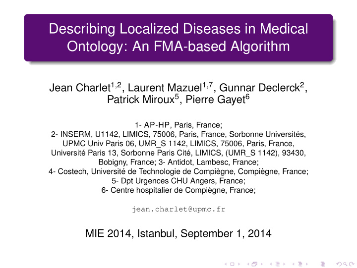 describing localized diseases in medical ontology an fma