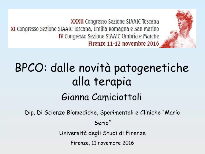 bpco dalle novit patogenetiche alla terapia