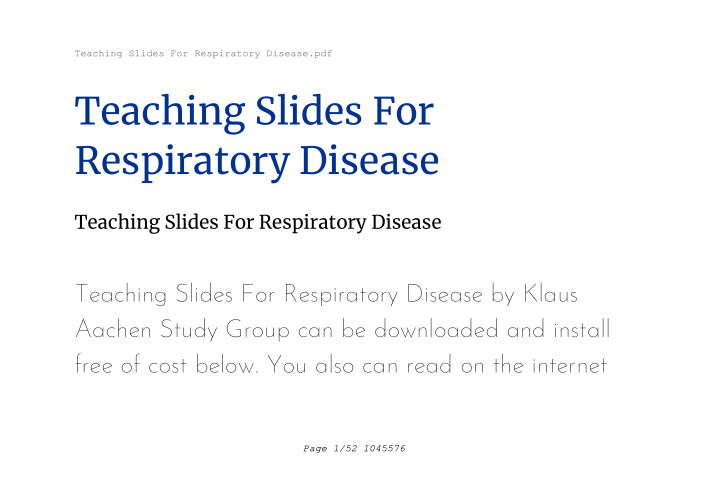 teaching slides for respiratory disease