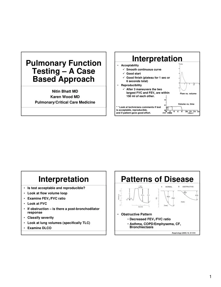 interpretation pulmonary function