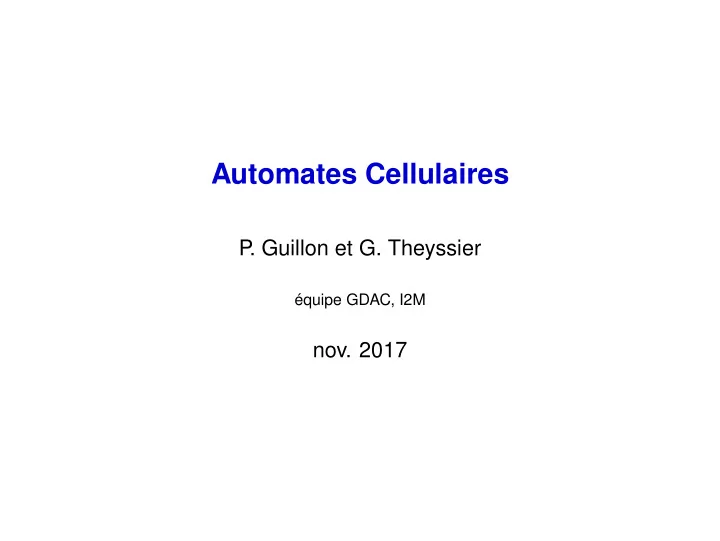 automates cellulaires
