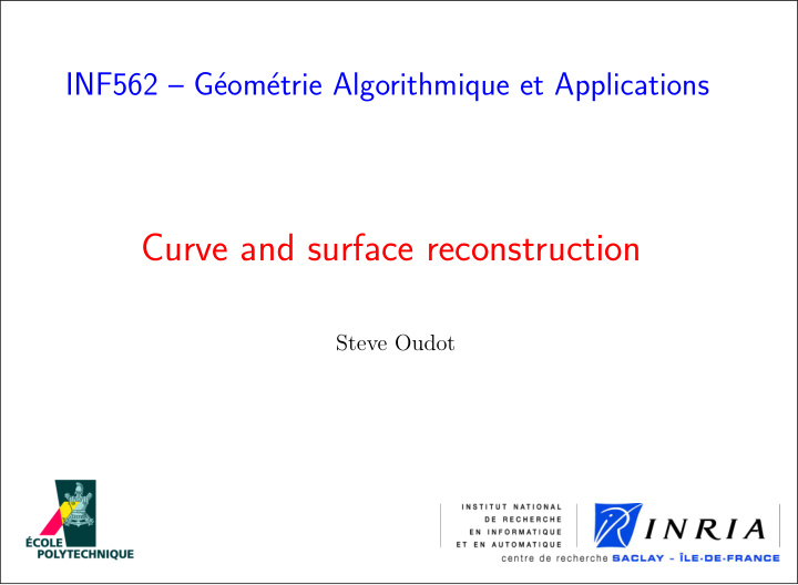 curve and surface reconstruction