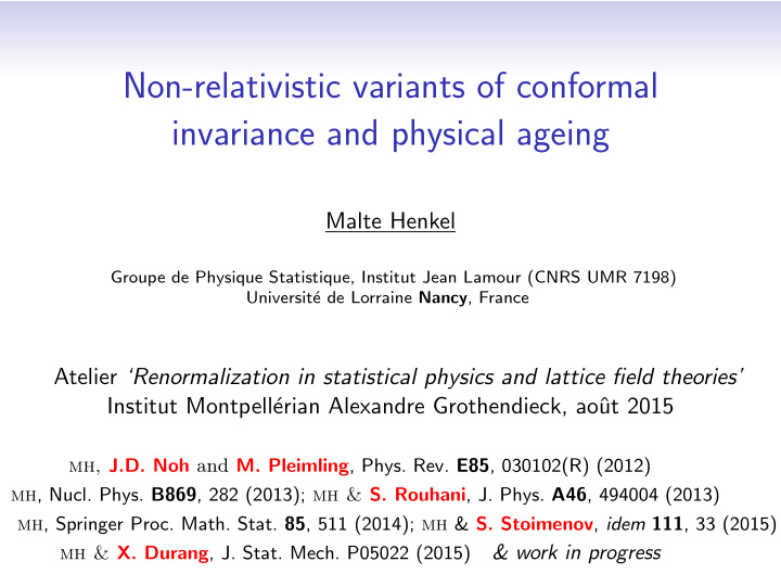 non relativistic variants of conformal invariance and