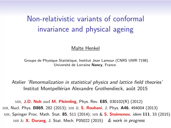non relativistic variants of conformal invariance and