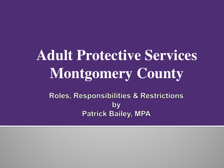 montgomery county is based on the premise