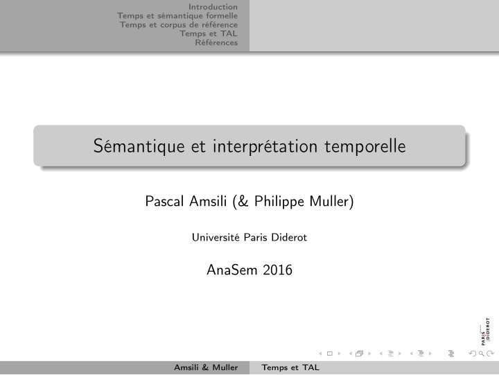 s mantique et interpr tation temporelle