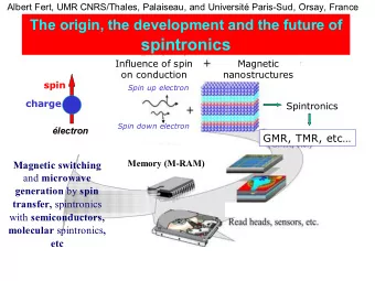 spintronics  Influence of spin  Magnetic  on conduction  nanostructures  spin  Spin up electron