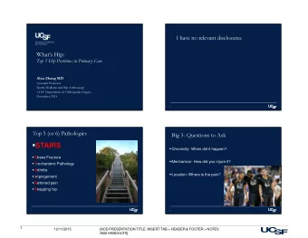STAIRS  Chronicity- When did it happen?  S tress Fracture  Mechanism- How did you