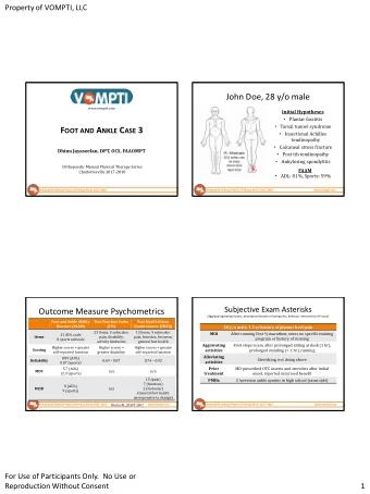 John Doe, 28 y/o male  www.vompti.com  Initial Hypotheses  Plantar fasciitis  Tarsal tunnel