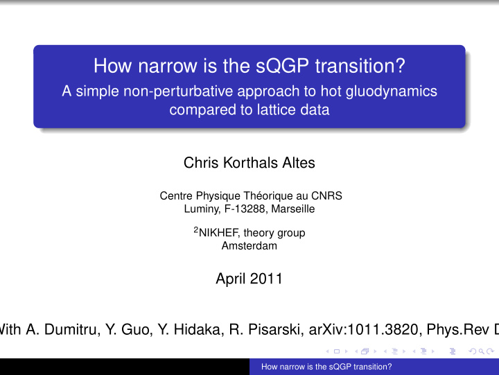 how narrow is the sqgp transition