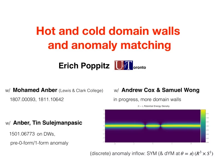 hot and cold domain walls and anomaly matching
