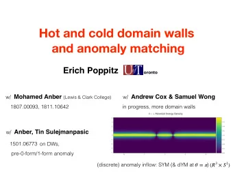 Hot and cold domain walls  and anomaly matching  Erich Poppitz  oronto w/ Mohamed Anber (Lewis