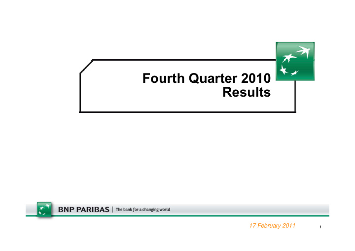 fourth quarter 2010 results
