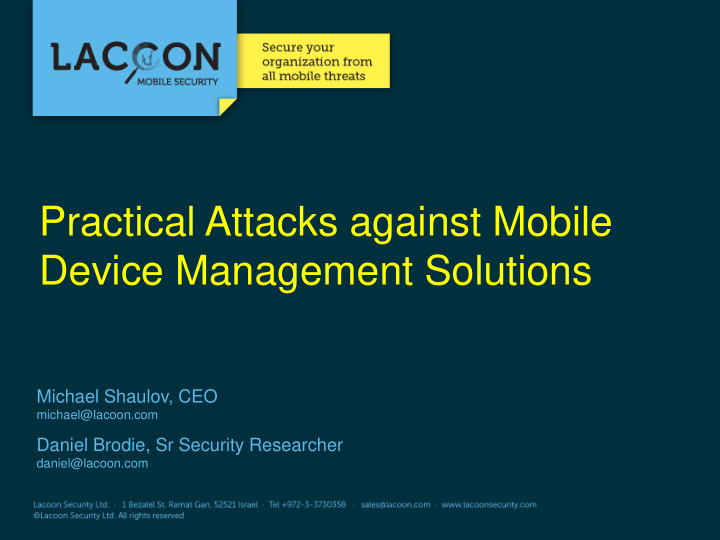 practical attacks against mobile device management