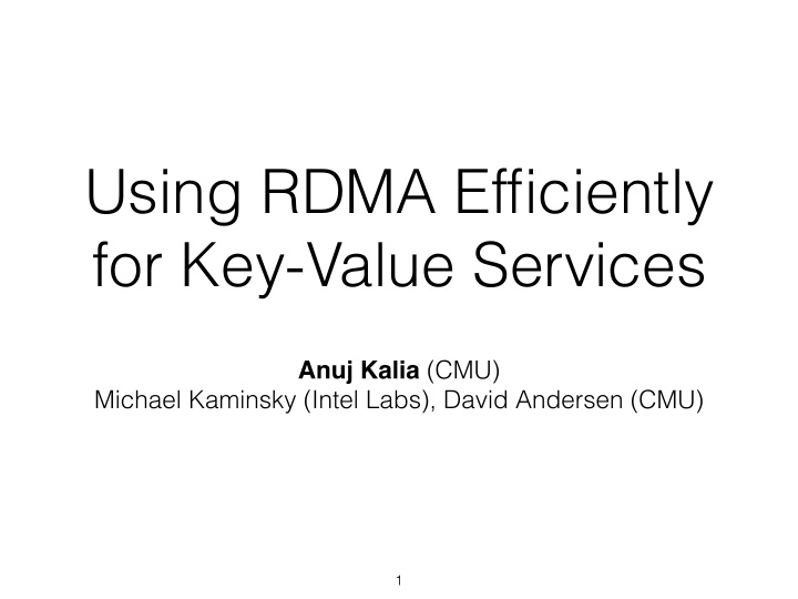 using rdma efficiently for key value services