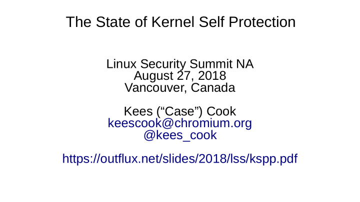 the state of kernel self protection