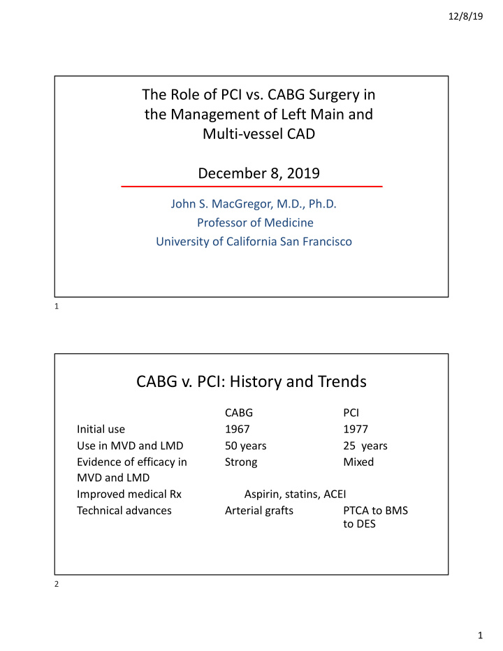 cabg v pci history and trends