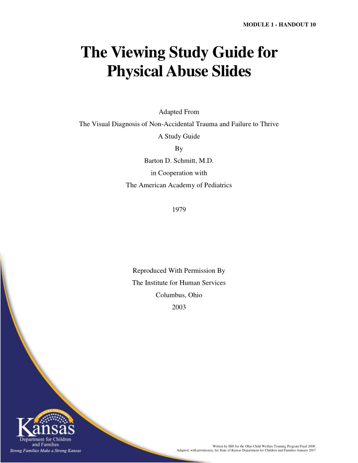 the viewing study guide for physical abuse slides