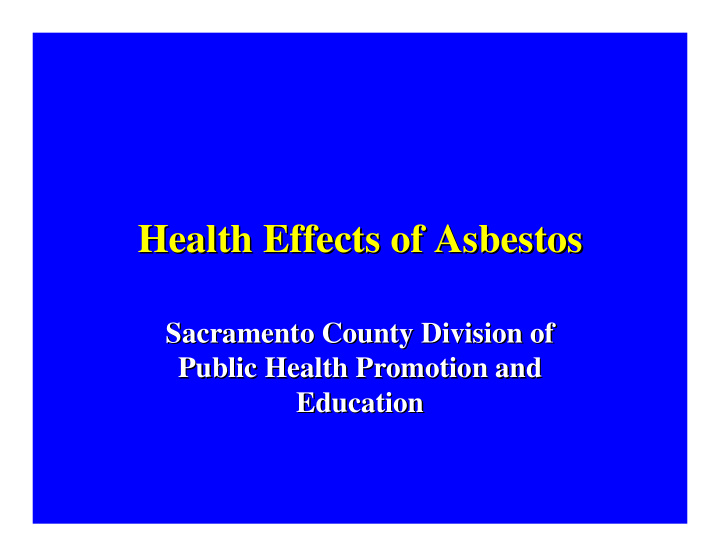 health effects of asbestos health effects of asbestos