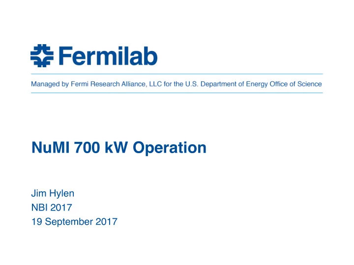 numi 700 kw operation