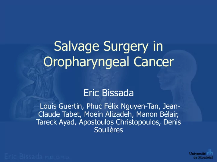 salvage surgery in oropharyngeal cancer