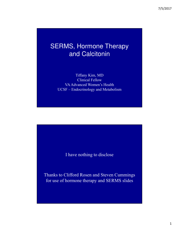 serms hormone therapy and calcitonin