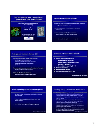 1  Osteoporosis Treatment 2013: Limitations  Osteoporosis Treatment: Mechanisms  CATEGORY