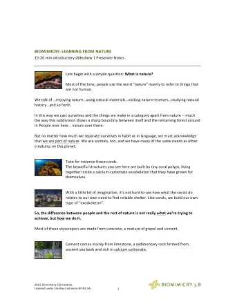 BIOMIMICRY:  LEARNING  FROM  NATURE      15-20  min  introductory