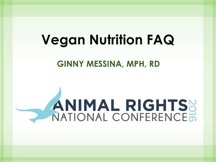 vegan nutrition faq