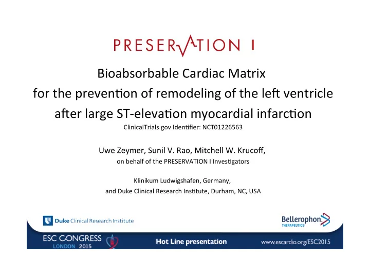 i bioabsorbable cardiac matrix for the preven6on of
