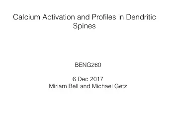 Calcium Activation and Profiles in Dendritic  Spines  BENG260  6 Dec 2017  Miriam Bell and Michael