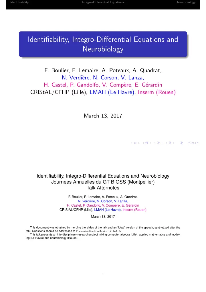 identifiability integro differential equations and