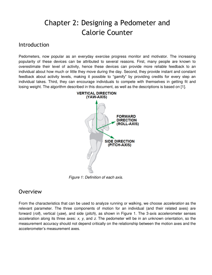 chapter 2 designing a pedometer and calorie counter