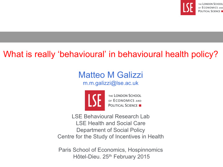 what is really behavioural in behavioural health policy