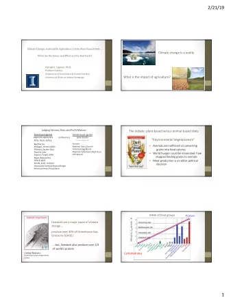 2/21/19  Climate Change, Sustainable Agriculture, Cattle, Plant-based Diets   Climate change is
