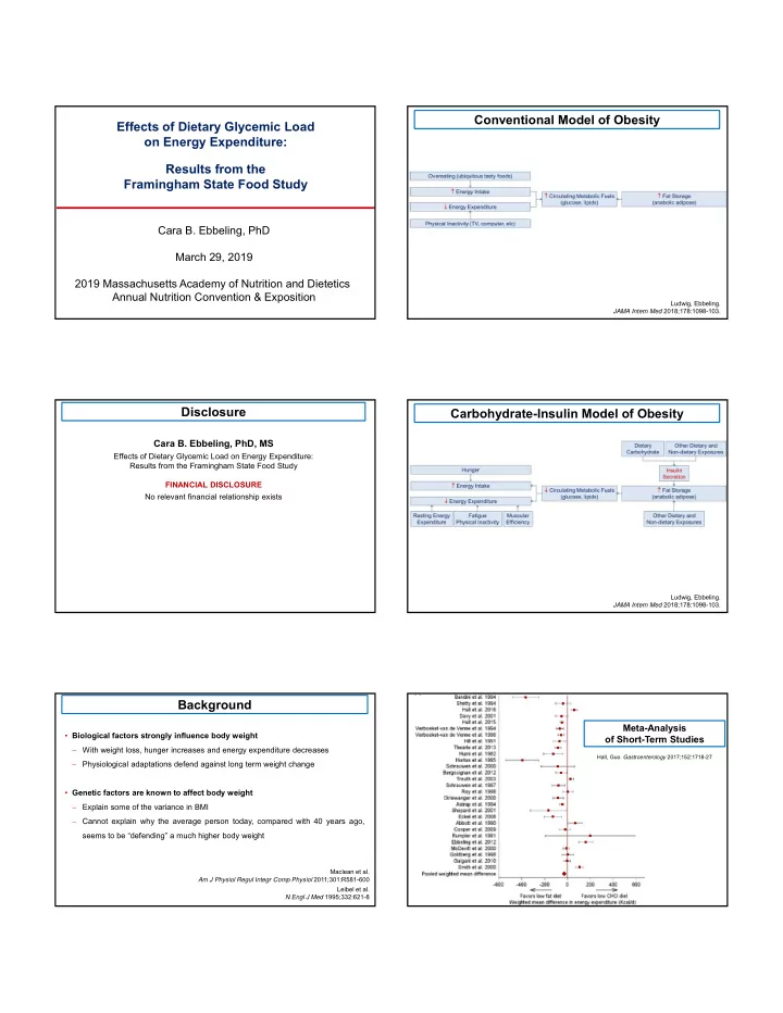 conventional model of obesity effects of dietary glycemic