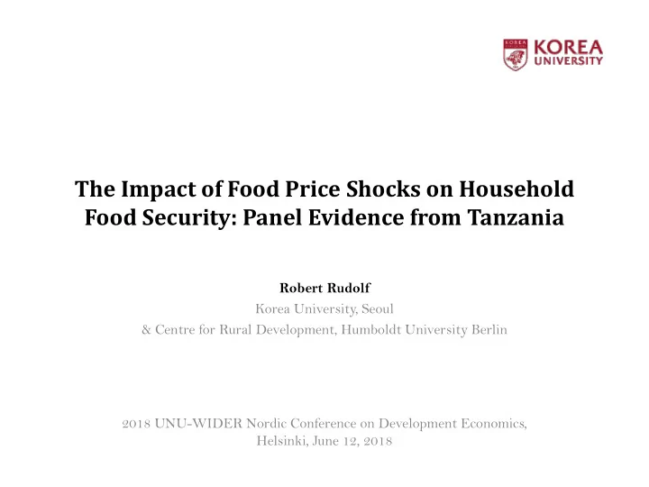 the impact of food price shocks on household food