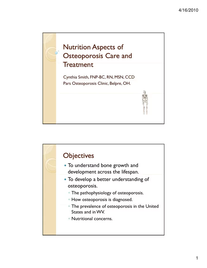 nutrition aspects of nutrition aspects of osteoporosis