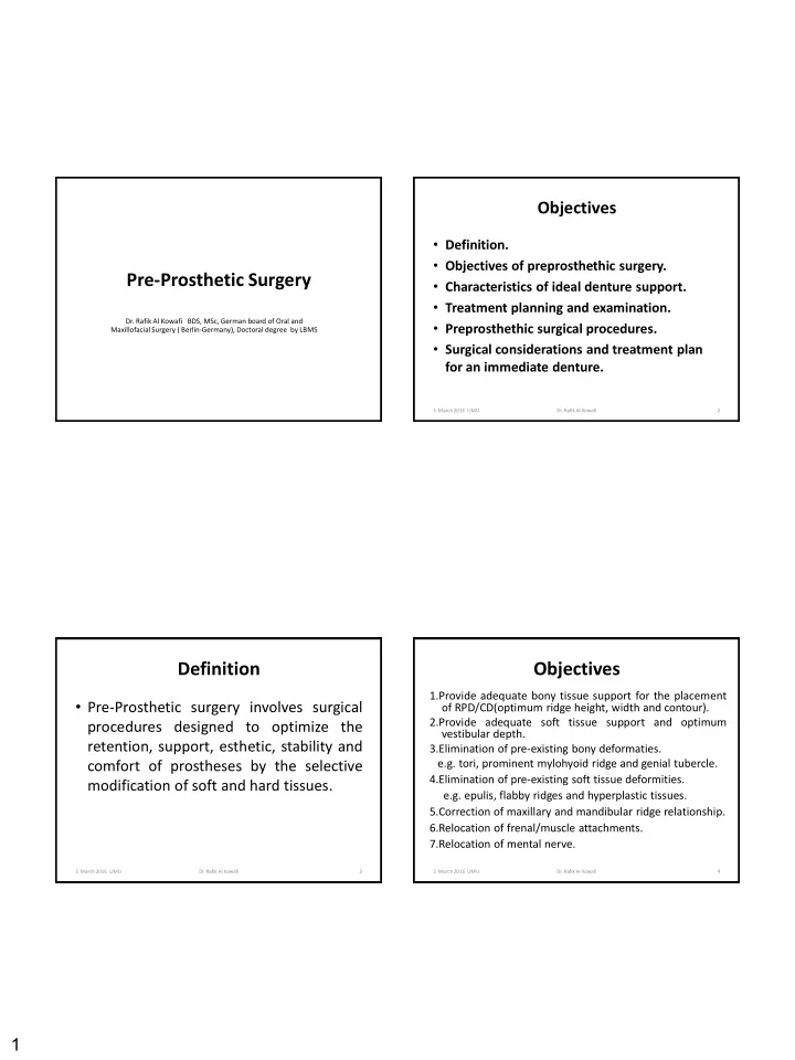 pre prosthetic surgery