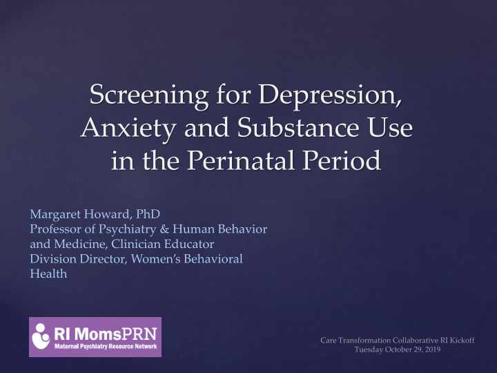 screening for depression anxiety and substance use in the