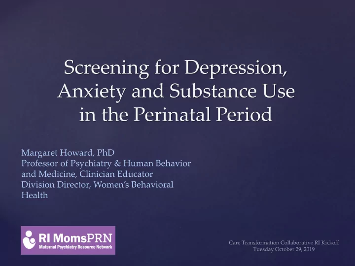screening for depression anxiety and substance use in the