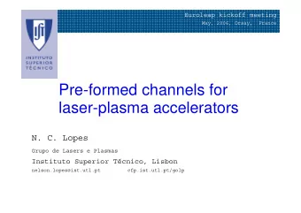 Pre-formed channels for  laser-plasma accelerators  N. C. Lopes  Grupo de Lasers e Plasmas