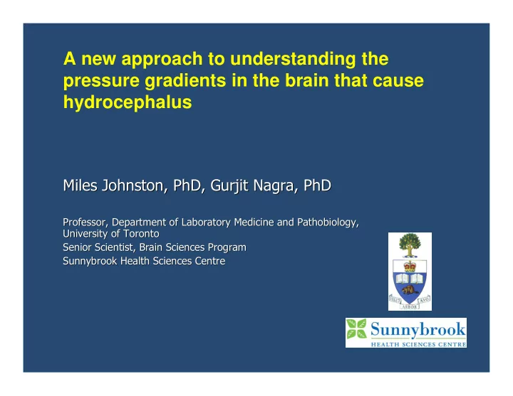 a new approach to understanding the pressure gradients in